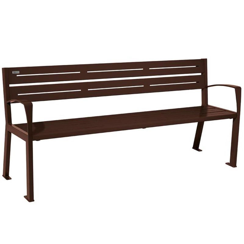 Banc eco-responsable silaos 5 lames acier avec accoudoir lg 1800mm marron