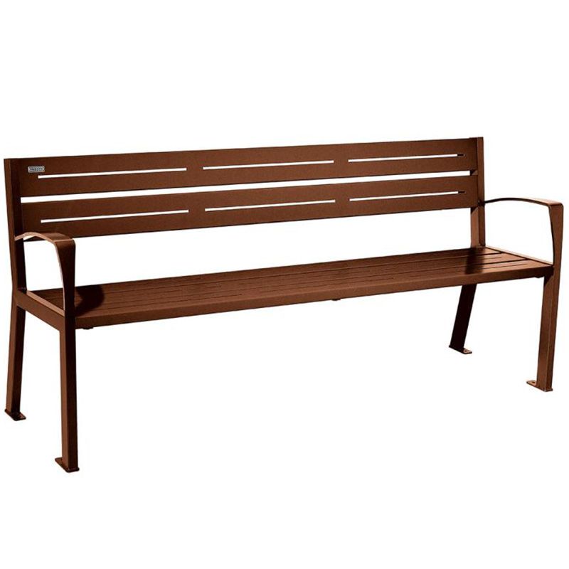 Banc eco-responsable silaos 5 lames acier avec accoudoir lg 1800mm aspect corten