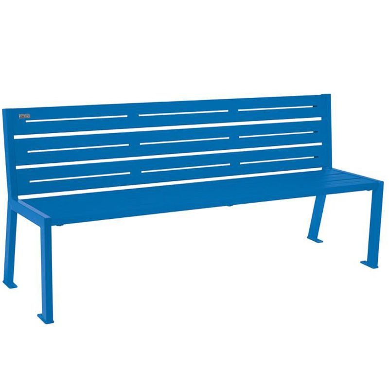 Banc eco-responsable silaos 6 lames acier sans accoudoir lg 1800mm bleu