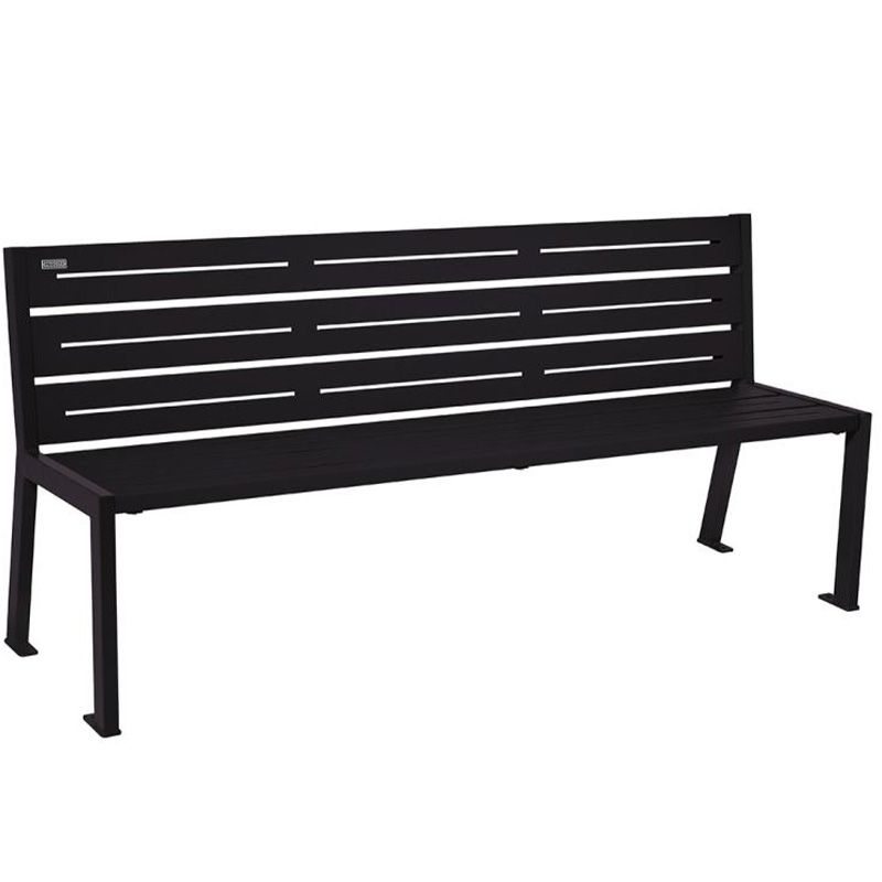 Banc eco-responsable silaos 6 lames acier sans accoudoir lg 1800mm noir