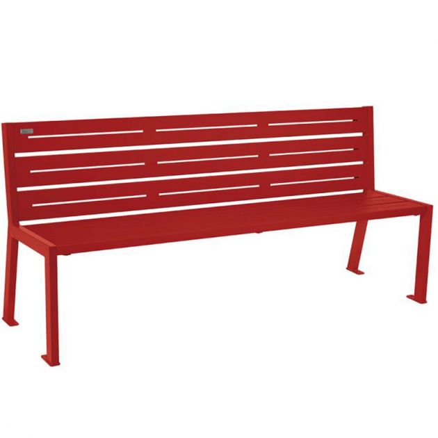 Banc eco-responsable silaos 6 lames acier sans accoudoir lg 1800mm bordeaux
