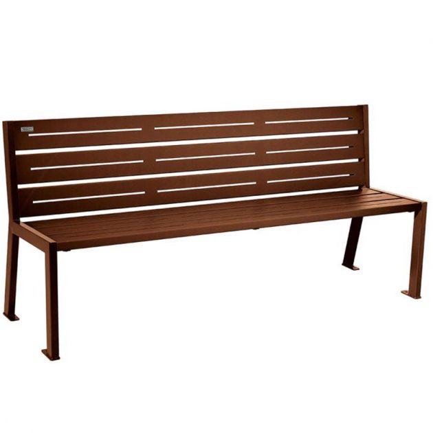 Banc eco-responsable silaos 6 lames acier sans accoudoir lg 1800mm aspect corten