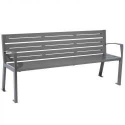 Banc eco-responsable silaos 6 lames acier avec accoudoir lg 1800mm gris procity