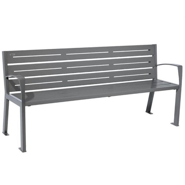 Banc eco-responsable silaos 6 lames acier avec accoudoir lg 1800mm gris procity Banc eco-responsable silaos 6 lames acier avec accoudoir lg 1800mm gris procity