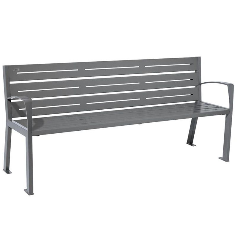 Banc eco-responsable silaos 6 lames acier avec accoudoir lg 1800mm gris procity Banc eco-responsable silaos 6 lames acier avec accoudoir lg 1800mm gris procity
