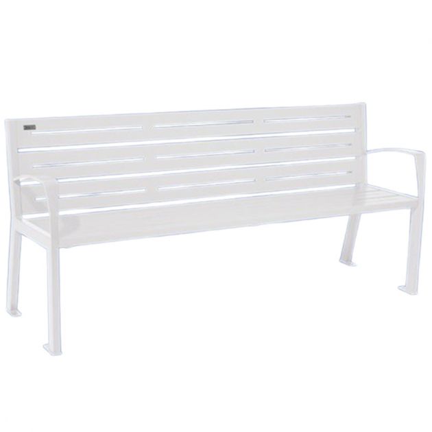 Banc eco-responsable silaos 6 lames acier avec accoudoir lg 1800mm blanc Banc eco-responsable silaos 6 lames acier avec accoudoir lg 1800mm blanc