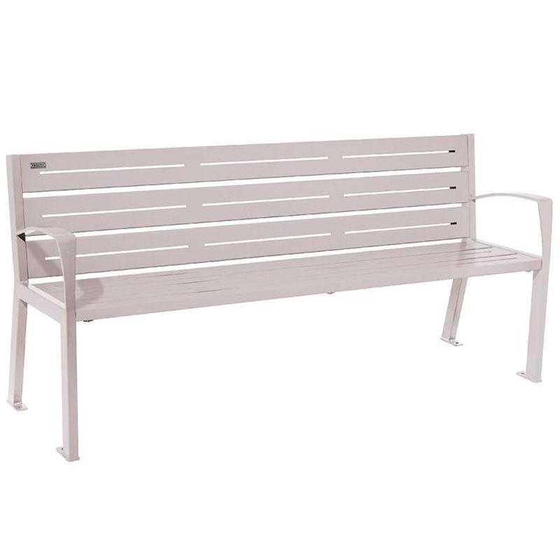 Banc eco-responsable silaos 6 lames acier avec accoudoir lg 1800mm gris Banc eco-responsable silaos 6 lames acier avec accoudoir lg 1800mm gris