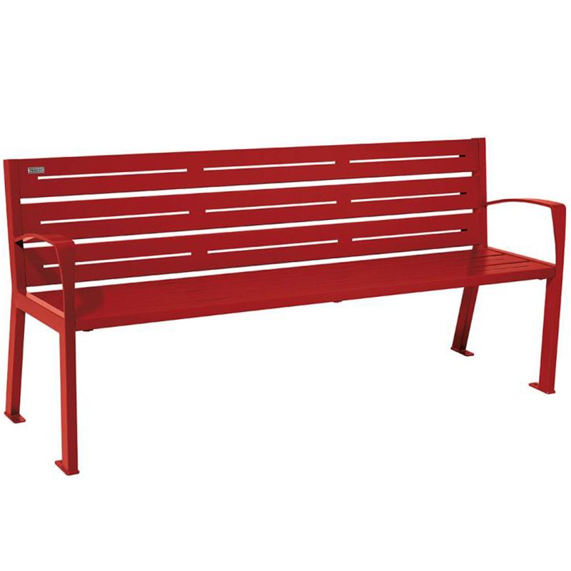 Banc eco-responsable silaos 6 lames acier avec accoudoir lg 1800mm bordeaux Banc eco-responsable silaos 6 lames acier avec accoudoir lg 1800mm bordeaux