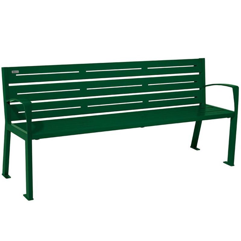 Banc eco-responsable silaos 6 lames acier avec accoudoir lg 1800mm vert Banc eco-responsable silaos 6 lames acier avec accoudoir lg 1800mm vert