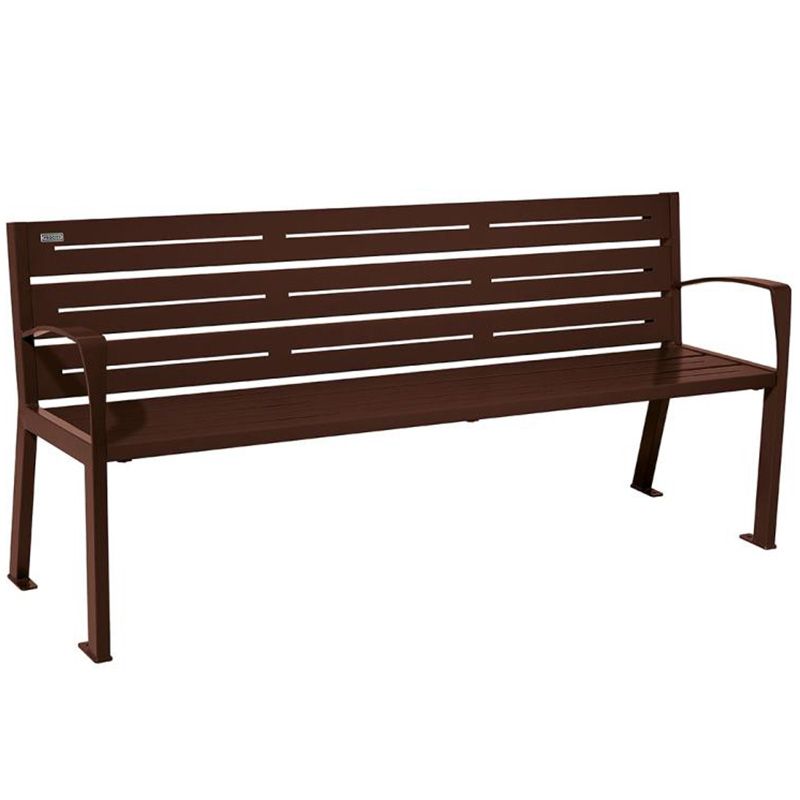 Banc eco-responsable silaos 6 lames acier avec accoudoir lg 1800mm marron Banc eco-responsable silaos 6 lames acier avec accoudoir lg 1800mm marron