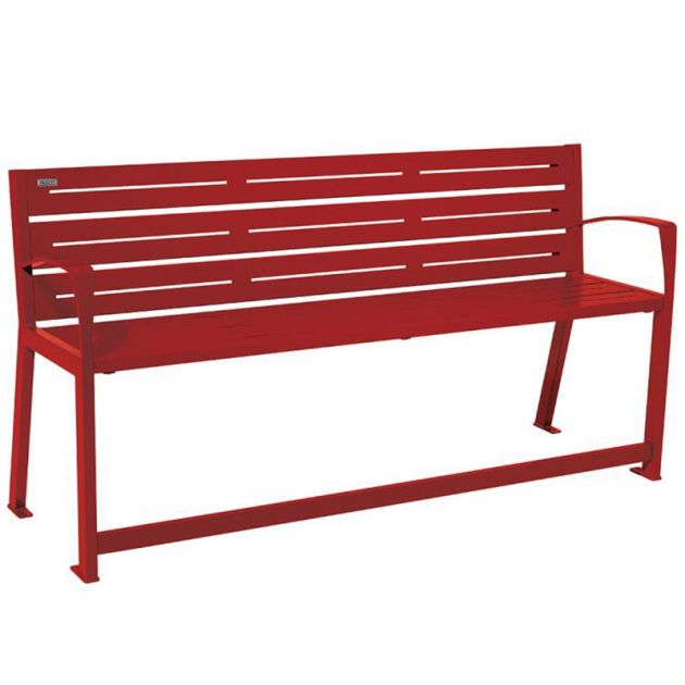 Banc senior eco-resp silaos 6 lames acier avec accoudoirs lg 1800mm bordeaux Banc senior eco-resp silaos 6 lames acier avec accoudoirs lg 1800mm bordeaux