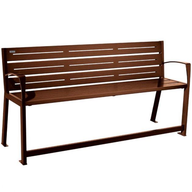 Banc senior eco-resp silaos 6 lames acier avec accoudoirs lg 1800mm aspect corten Banc senior eco-resp silaos 6 lames acier avec accoudoirs lg 1800mm aspect corten