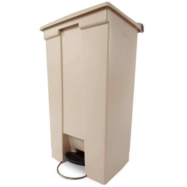Collecteur 87 L Step-On Classic Rubbermaid beige coté Collecteur 87 L Step-On Classic Rubbermaid beige coté