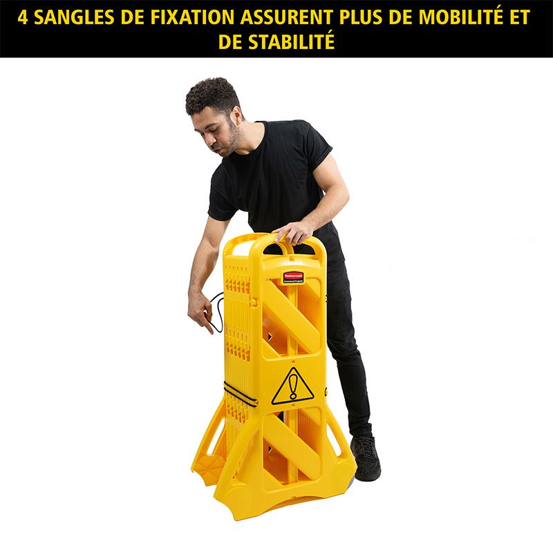 Barrière de sécurité mobile 4m Rubbermaid sangles de fixation Barrière de sécurité mobile 4m Rubbermaid sangles de fixation