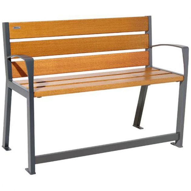 Banc senior eco-resp silaos 6 lames chêne clair sans accoudoirs lg 1200 mm gris procity