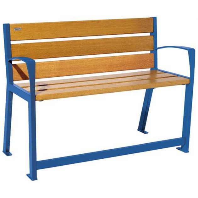 Banc senior eco-resp silaos 6 lames chêne clair sans accoudoirs lg 1200 mm bleu
