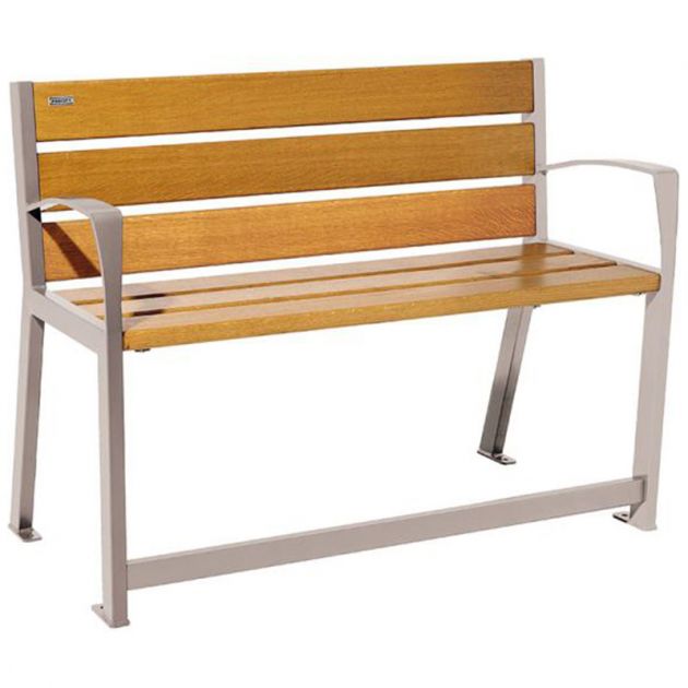 Banc senior eco-resp silaos 6 lames chêne clair sans accoudoirs lg 1200 mm gris