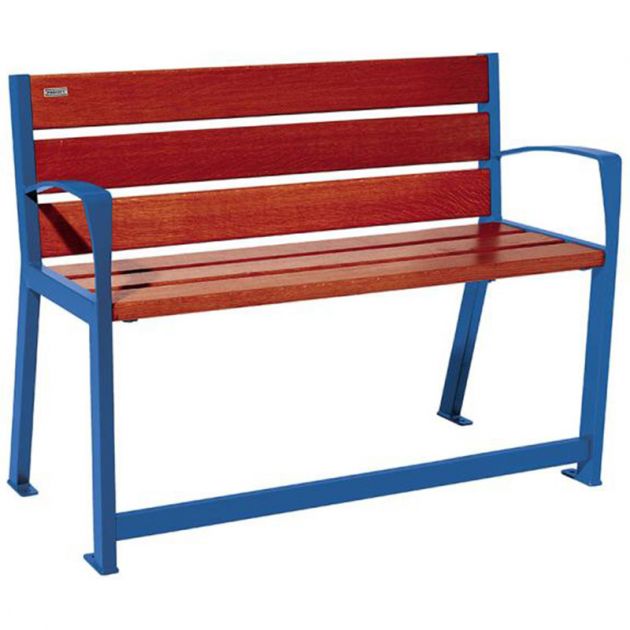 Banc senior eco-resp silaos 6 lames acajou sans accoudoirs lg 1200 mm bleu