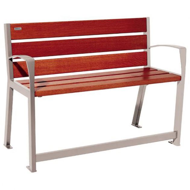 Banc senior eco-resp silaos 6 lames acajou sans accoudoirs lg 1200 mm gris