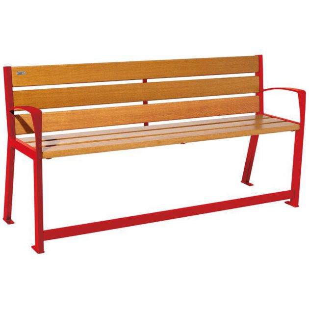 Banc senior eco-resp silaos 6 lames chêne clair sans accoudoirs lg 1800 mm rouge