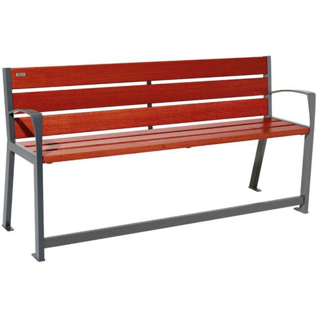 Banc senior eco-resp silaos 6 lames acajou sans accoudoirs lg 1800 mm gris procity