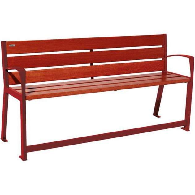 Banc senior eco-resp silaos 6 lames acajou sans accoudoirs lg 1800 mm bordeaux