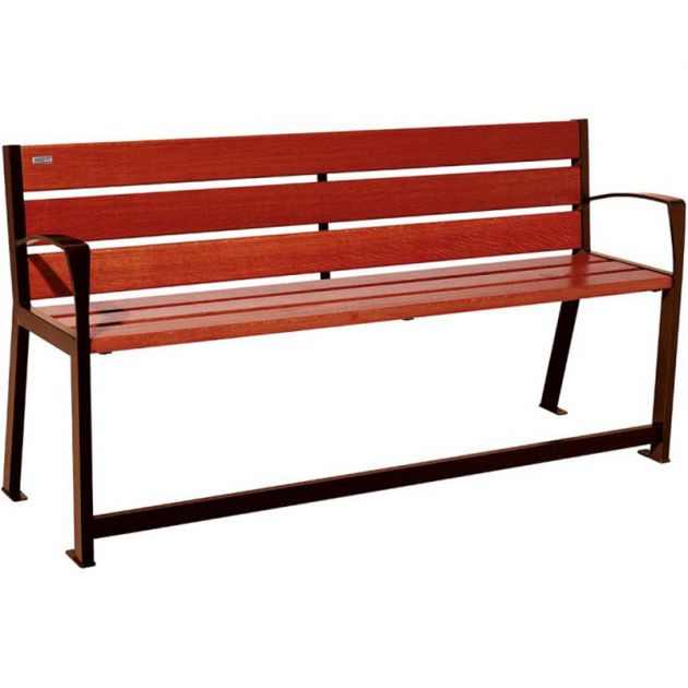 Banc senior eco-resp silaos 6 lames acajou sans accoudoirs lg 1800 mm aspect corten