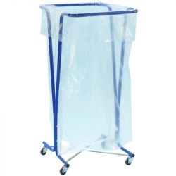 Support sac poubelle avec roulettes bleu epoxy 400 L