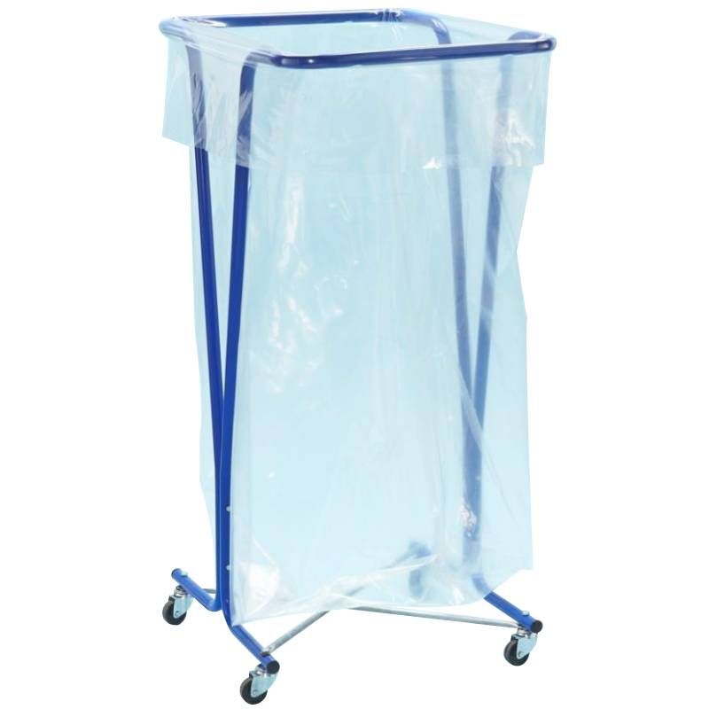 Support sac poubelle avec roulettes bleu epoxy 400 L