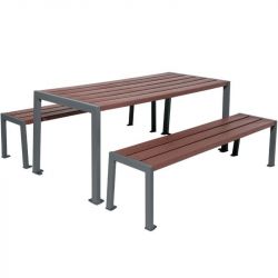 Table de pique-nique plastique recyclé et acier gris