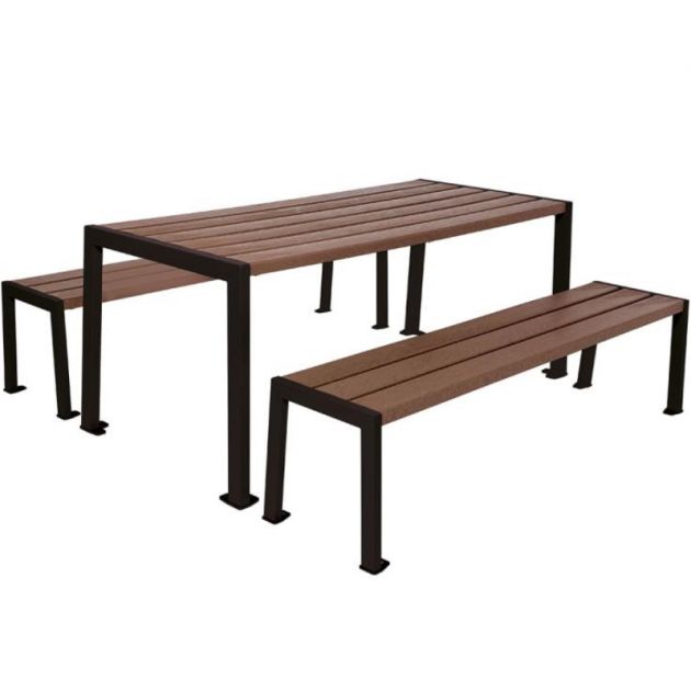 Table de pique-nique plastique recyclé et acier noir Table de pique-nique plastique recyclé et acier noir