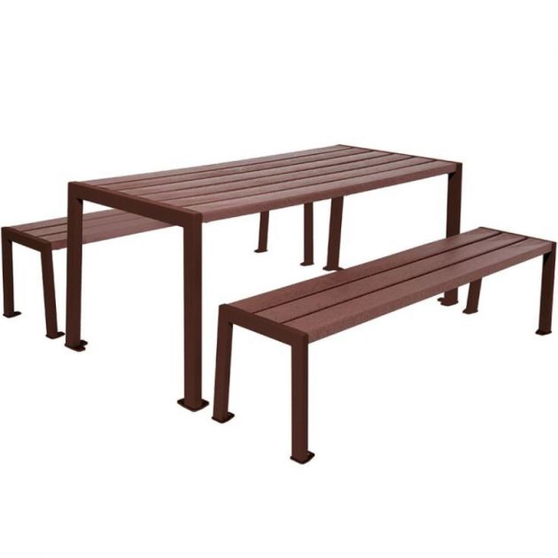 Table de pique-nique plastique recyclé et acier marron Table de pique-nique plastique recyclé et acier marron