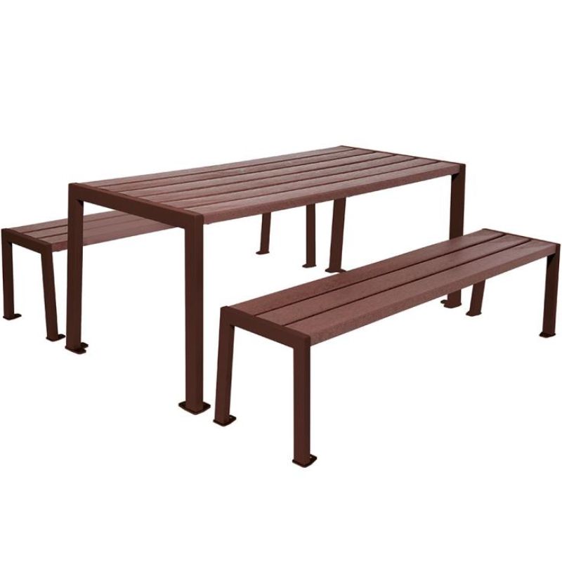 Table de pique-nique plastique recyclé et acier marron Table de pique-nique plastique recyclé et acier marron