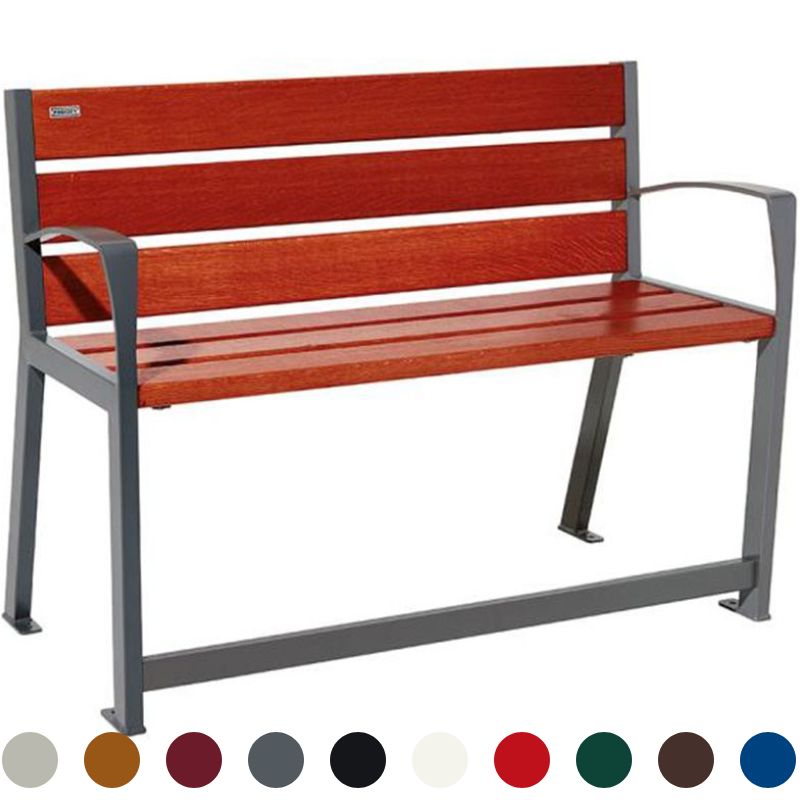 Banc urbain senior acajou avec accoudoirs et repose-pieds 120 cm SILAOS