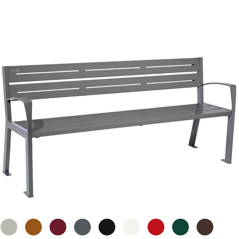 Banc public en acier avec accoudoirs 180 cm SILAOS