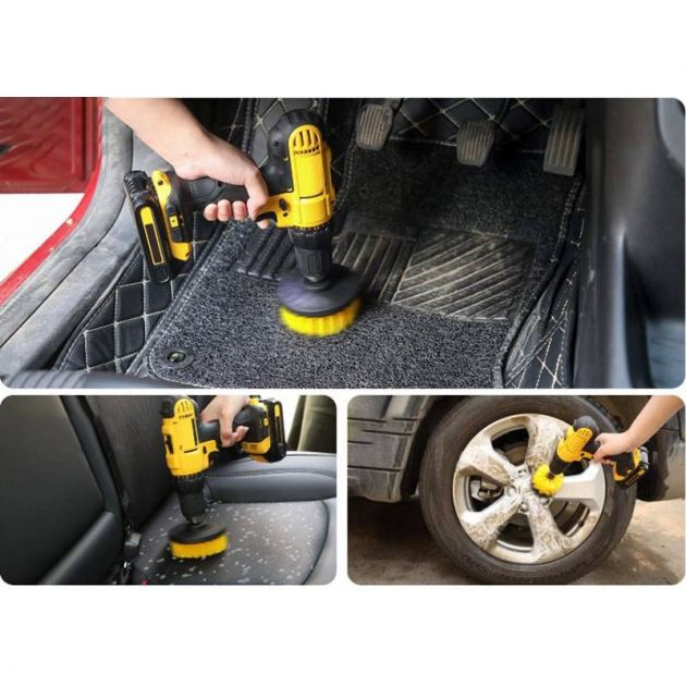 Lave voiture avec 4 brosses brosses poils durs jaunes