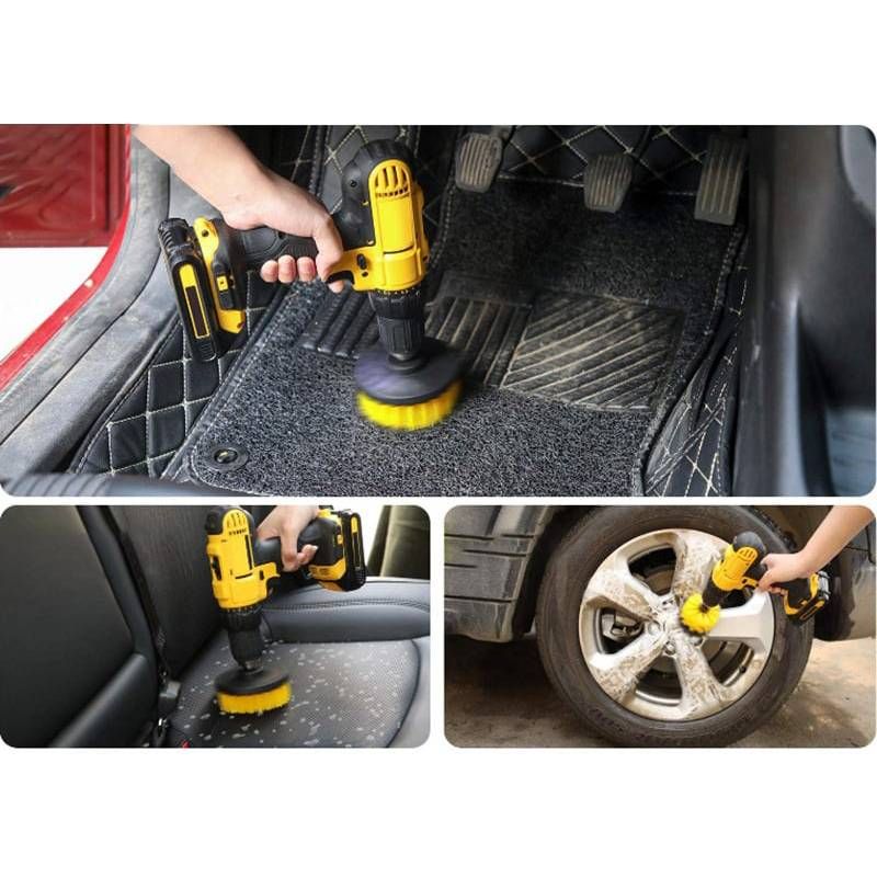 Lave voiture avec 4 brosses brosses poils durs jaunes