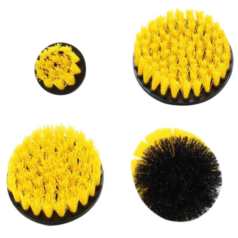 Lot de 4 brosses (brosses poils durs jaunes) pour visseuse