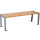 Banc public sans dossier en bois 120 cm chêne et acier