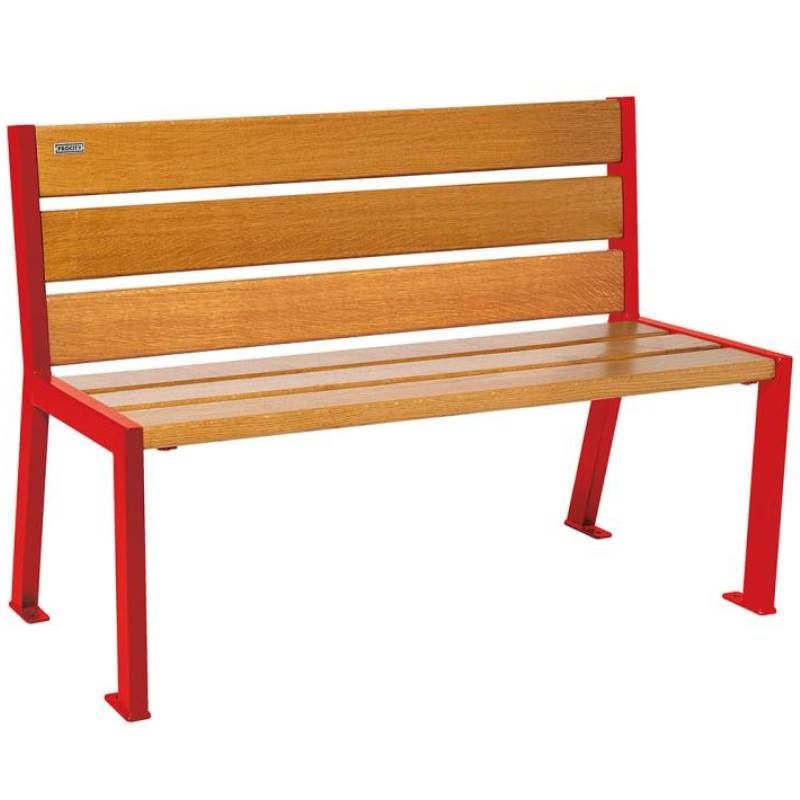 Banc acier et chêne clair 120 cm SILAOS rouge