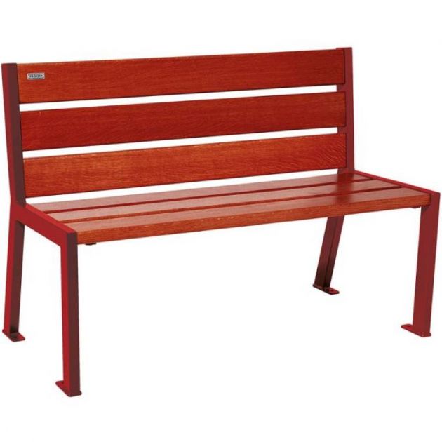 Banc acier et acajou 120 cm SILAOS bordeaux