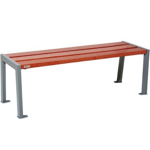 Banquette publique en acier et acajou 120 cm SILAOS gris anthracite Banquette publique en acier et acajou 120 cm SILAOS gris anthracite