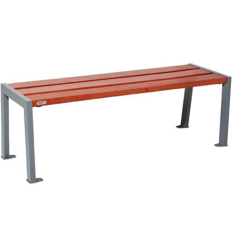 Banquette publique en acier et acajou 120 cm SILAOS gris anthracite Banquette publique en acier et acajou 120 cm SILAOS gris anthracite