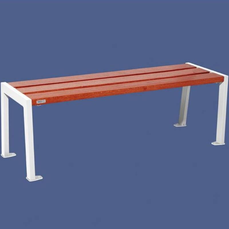 Banquette publique en acier et acajou 120 cm SILAOS blanc Banquette publique en acier et acajou 120 cm SILAOS blanc