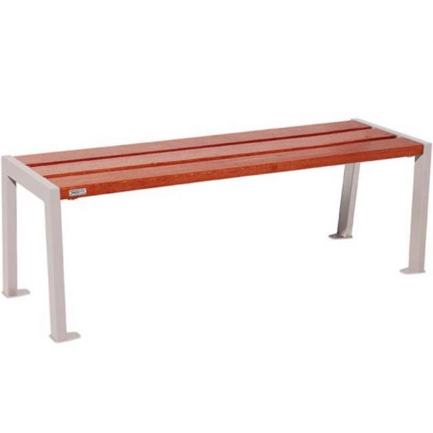 Banquette publique en acier et acajou 120 cm SILAOS gris Banquette publique en acier et acajou 120 cm SILAOS gris