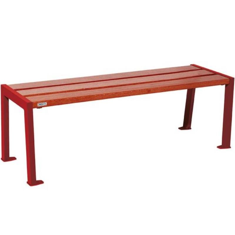 Banquette publique en acier et acajou 120 cm SILAOS bordeaux Banquette publique en acier et acajou 120 cm SILAOS bordeaux