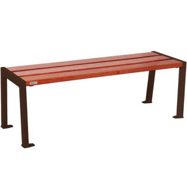 Banquette publique en acier et acajou 120 cm SILAOS marron Banquette publique en acier et acajou 120 cm SILAOS marron