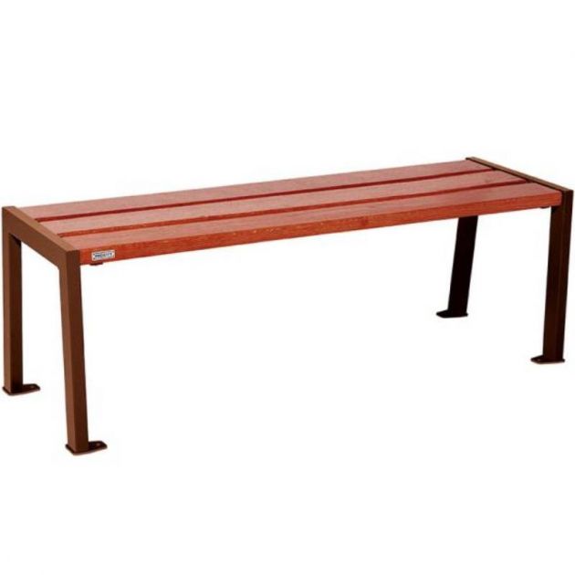 Banquette publique en acier et acajou 120 cm SILAOS corten Banquette publique en acier et acajou 120 cm SILAOS corten