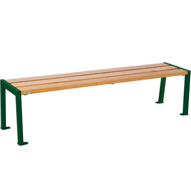 Banquette publique bois lasuré chêne clair et acier 180 cm SILAOS vert