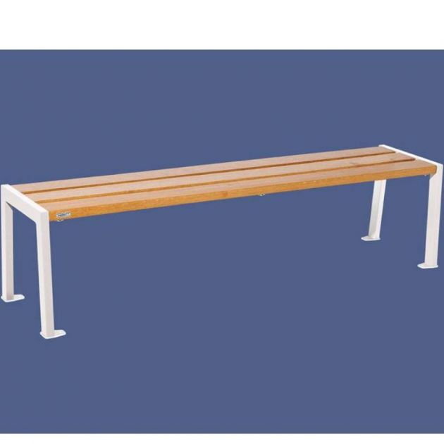 Banquette publique bois lasuré chêne clair et acier 180 cm SILAOS blanc
